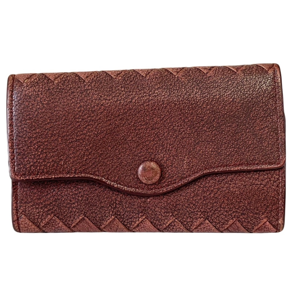 Bottega Veneta brown intrecciato leather key wallet
